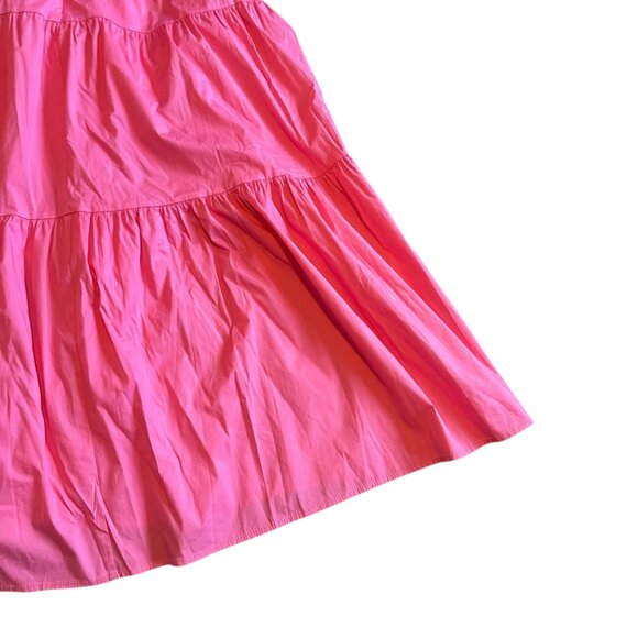 Staud Elio Off-The-Shoulder Dress Plumeria Pink Midi Length Cotton Size 16 NWT - Picture 11 of 14